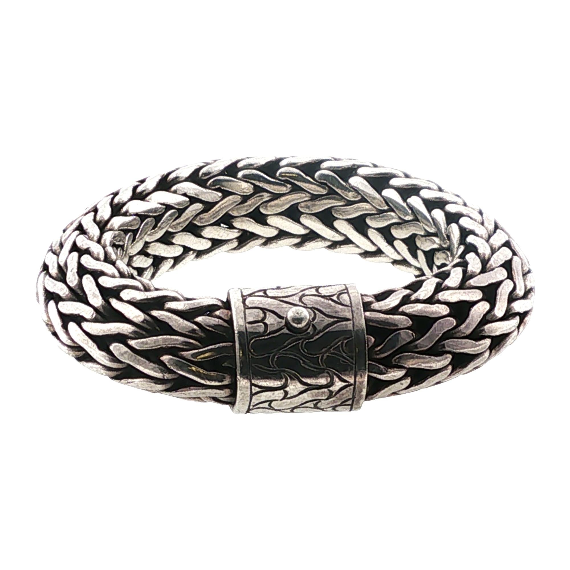 John Hardy Woven Classic Chain Sterling Silver 22mm Vintage Bracelet Rare