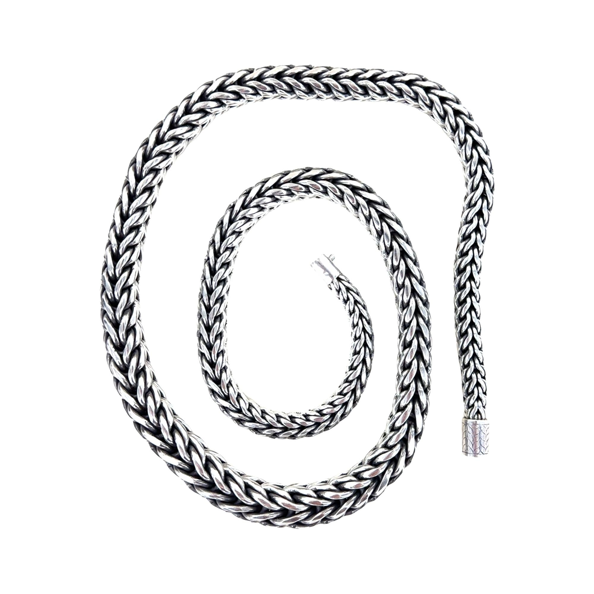 John Hardy Woven Classic Chain Sterling Silver 36 Inch Tapered Vintage Necklace