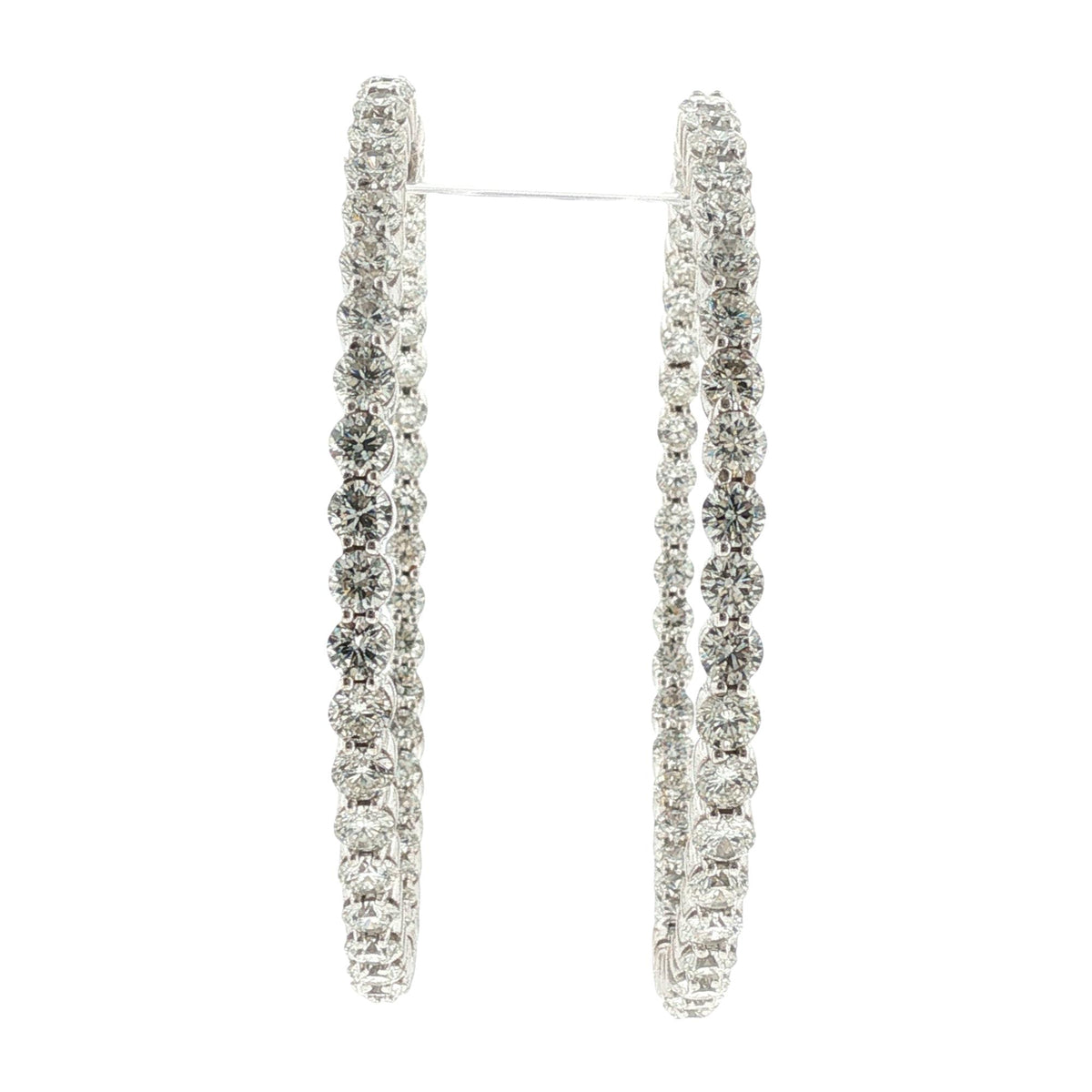 8 CTW Round Brilliant-Cut Diamond 18 Karat White Gold In & Out Hoop Earrings
