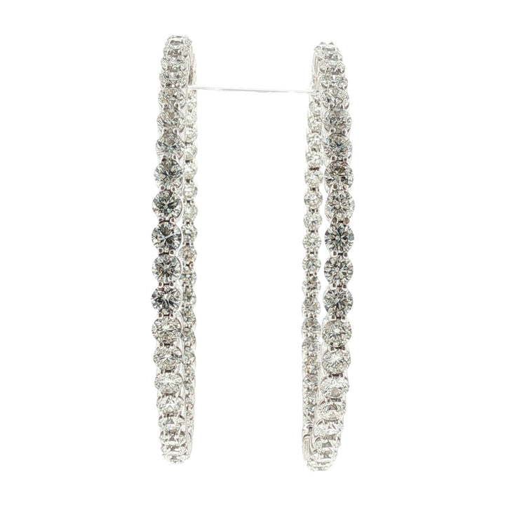 8 CTW Round Brilliant-Cut Diamond 18 Karat White Gold In & Out Hoop Earrings