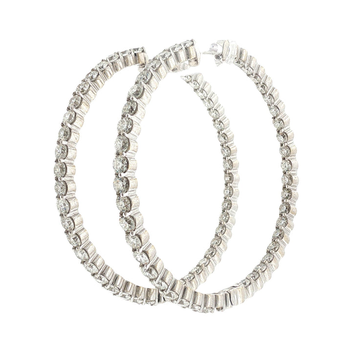 8 CTW Round Brilliant-Cut Diamond 18 Karat White Gold In & Out Hoop Earrings