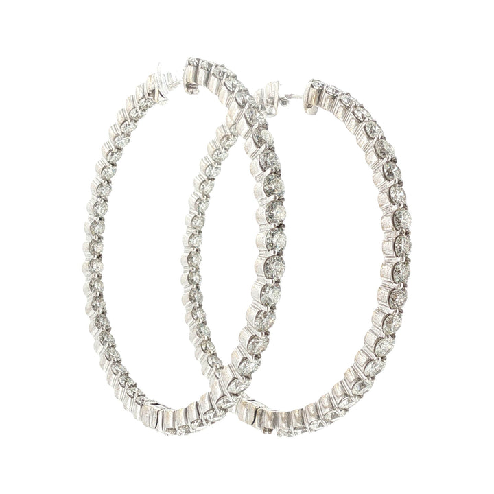 8 CTW Round Brilliant-Cut Diamond 18 Karat White Gold In & Out Hoop Earrings