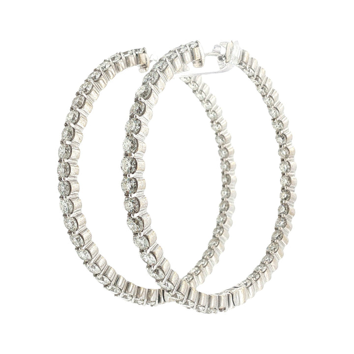 8 CTW Round Brilliant-Cut Diamond 18 Karat White Gold In & Out Hoop Earrings