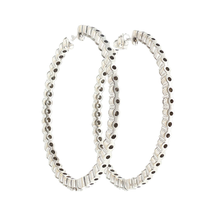 8 CTW Round Brilliant-Cut Diamond 18 Karat White Gold In & Out Hoop Earrings