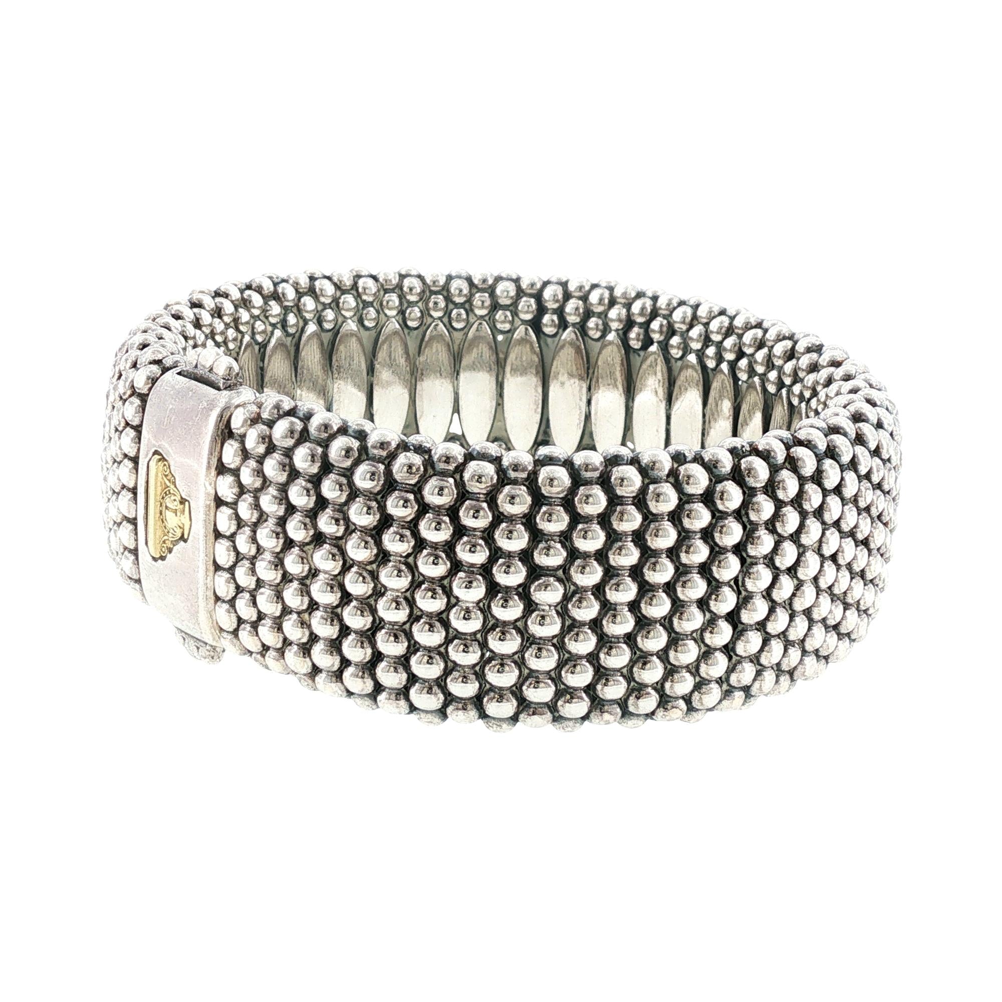 Lagos Caviar Sterling Silver Wide Bangle Bracelet