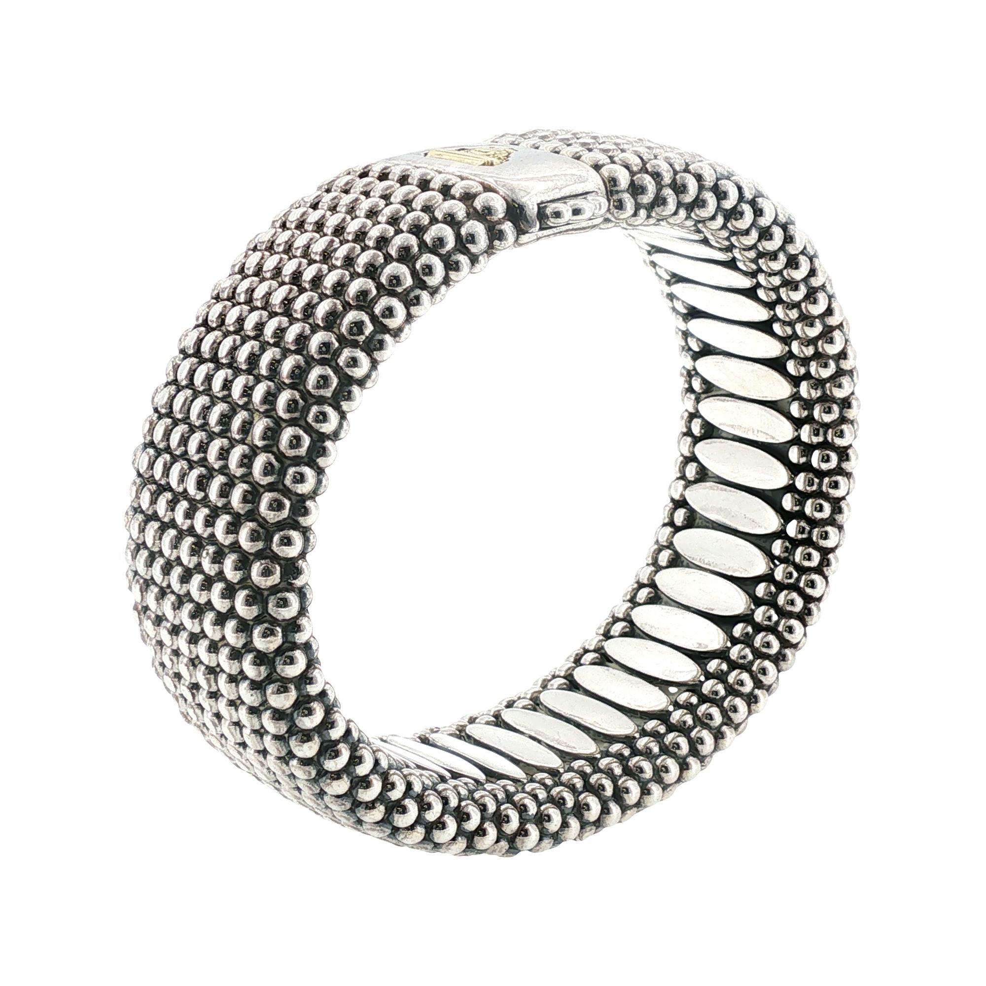 Lagos Caviar Sterling Silver Wide Bangle Bracelet