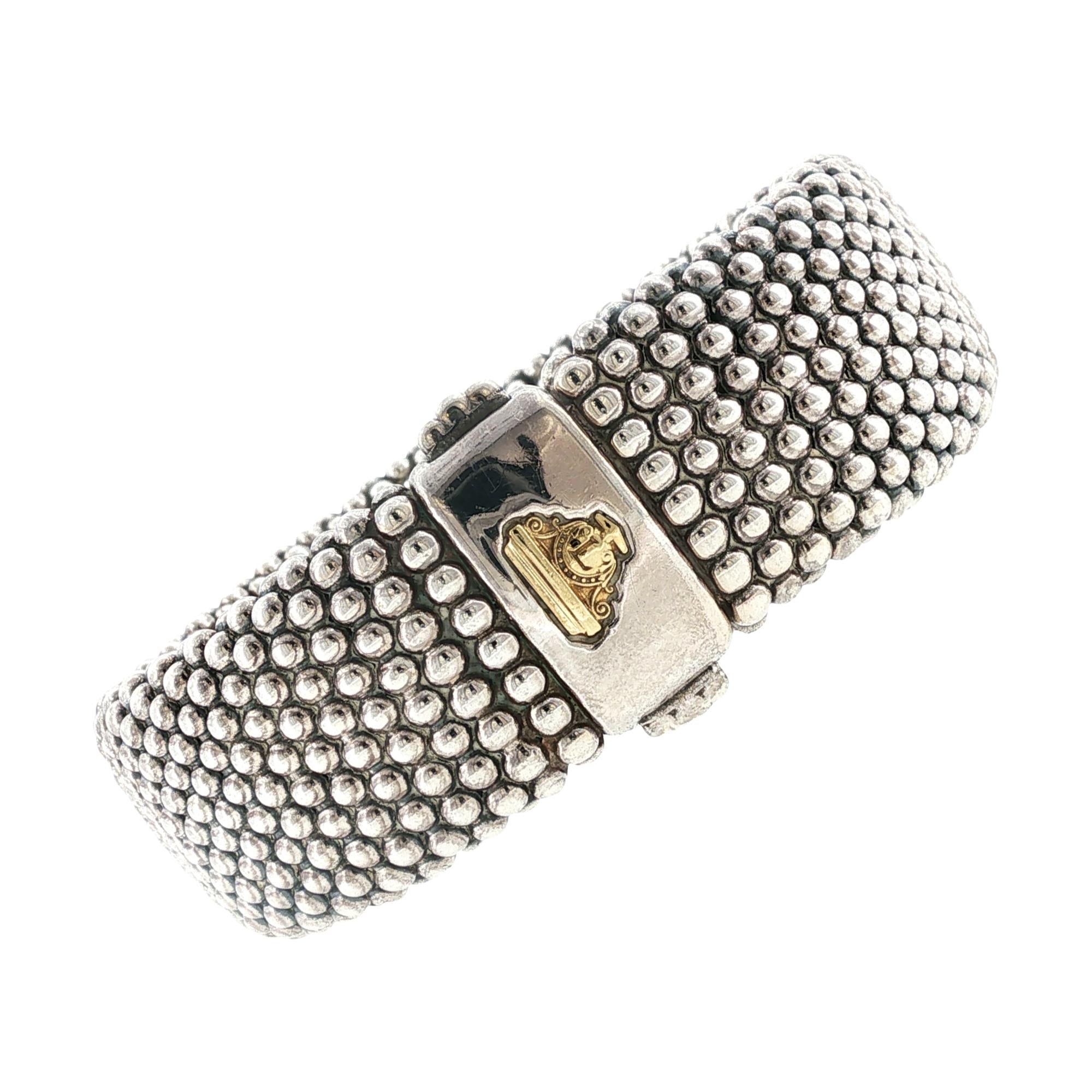 Lagos Caviar Sterling Silver Wide Bangle Bracelet