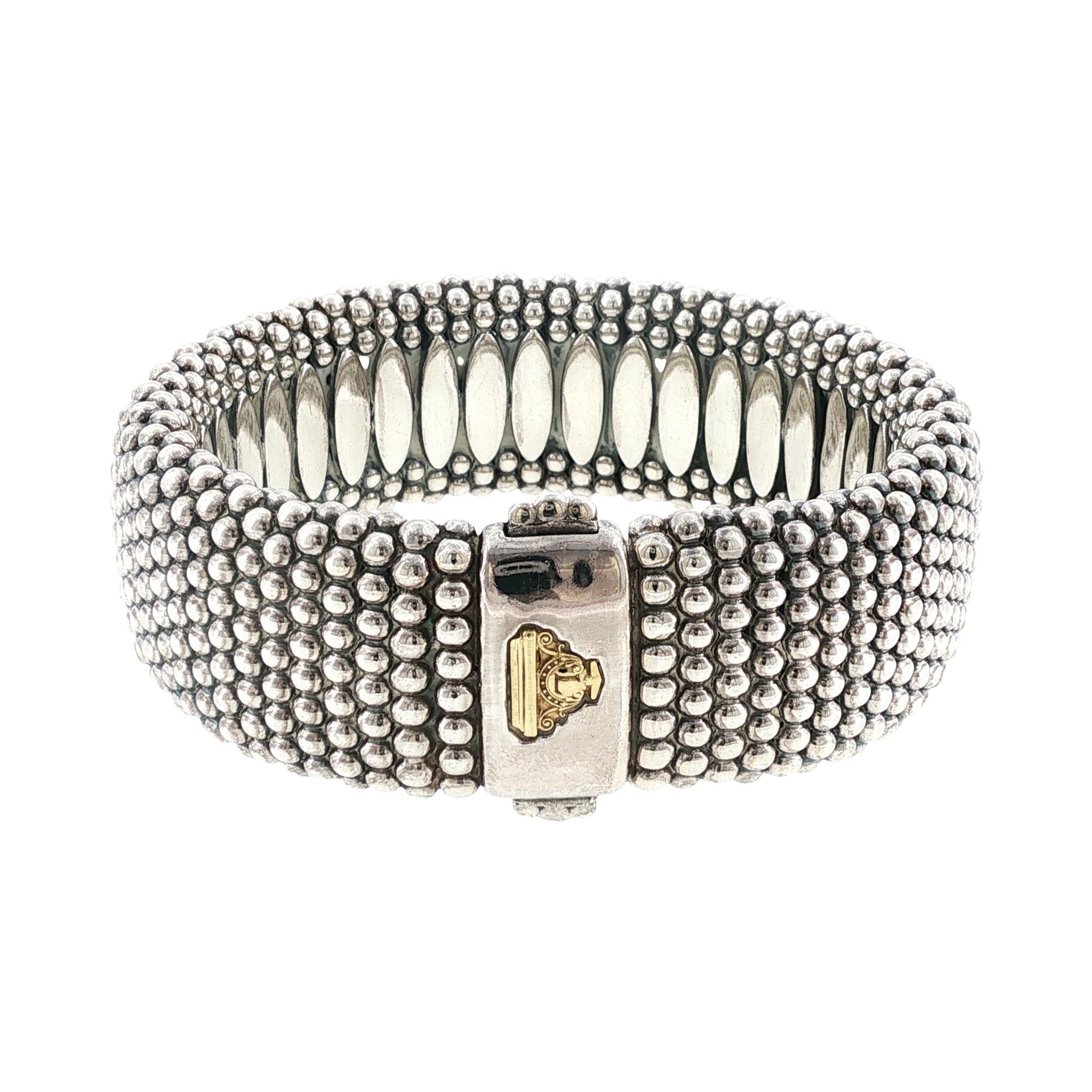 Lagos Caviar Sterling Silver Wide Bangle Bracelet