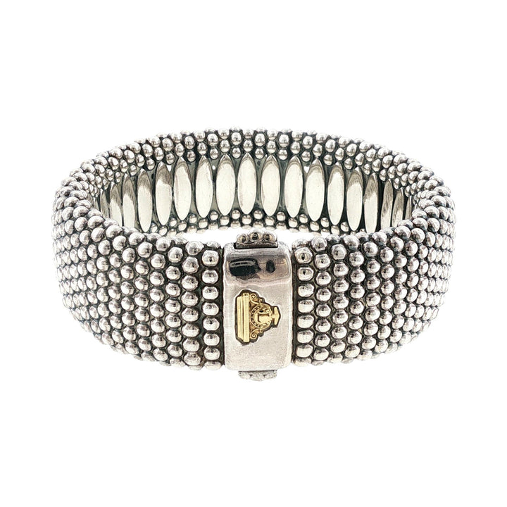 Lagos Caviar Sterling Silver Wide Bangle Bracelet