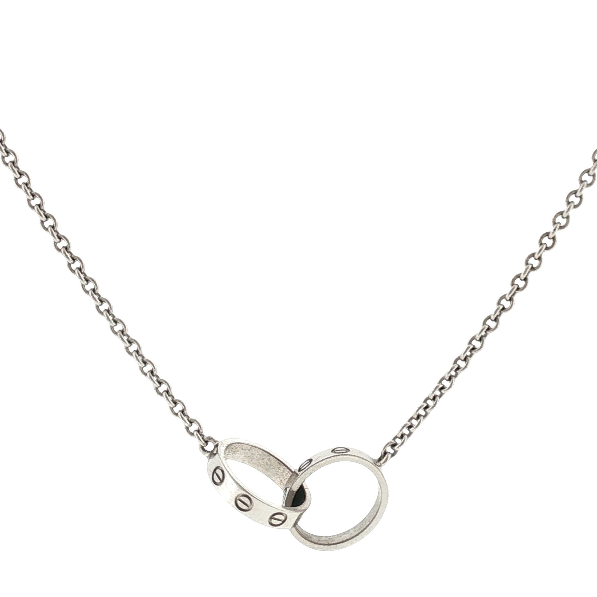 Cartier LOVE Interlocking Pendant Necklace 18 Karat White Gold With Papers