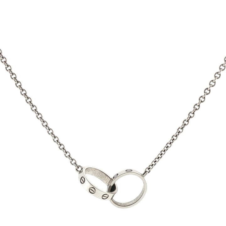 Cartier LOVE Interlocking Pendant Necklace 18 Karat White Gold With Papers