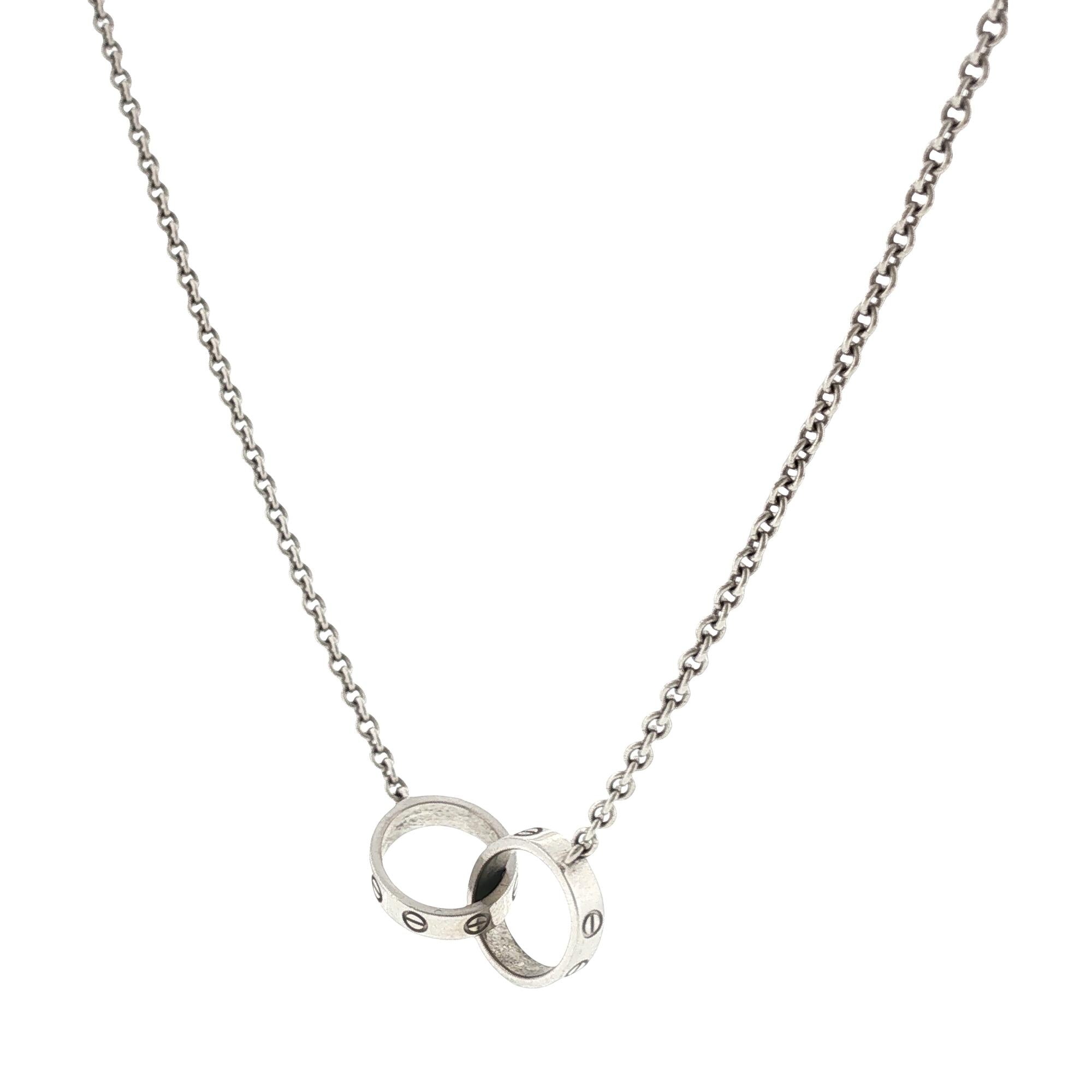 Cartier LOVE Interlocking Pendant Necklace 18 Karat White Gold With Papers