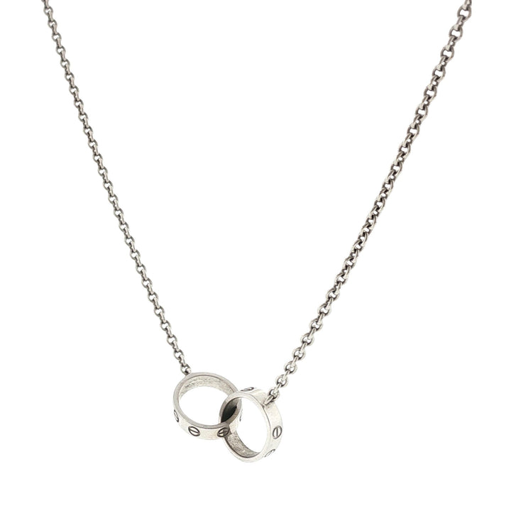 Cartier LOVE Interlocking Pendant Necklace 18 Karat White Gold With Papers