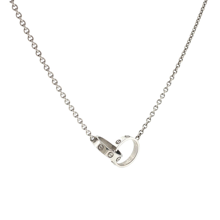 Cartier LOVE Interlocking Pendant Necklace 18 Karat White Gold With Papers