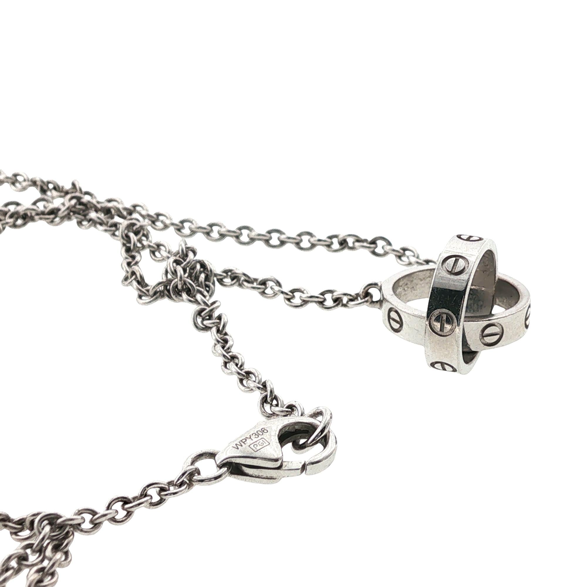 Cartier LOVE Interlocking Pendant Necklace 18 Karat White Gold With Papers