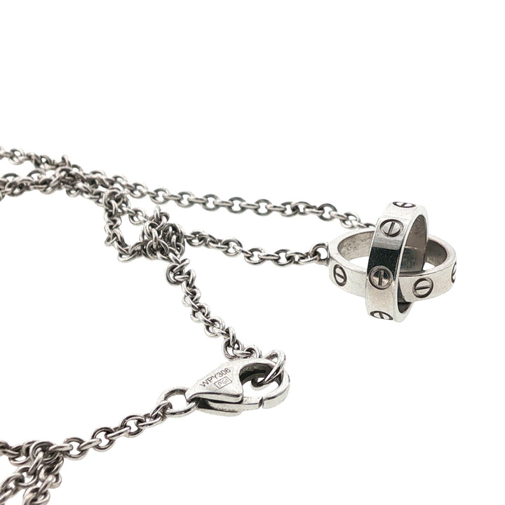 Cartier LOVE Interlocking Pendant Necklace 18 Karat White Gold With Papers