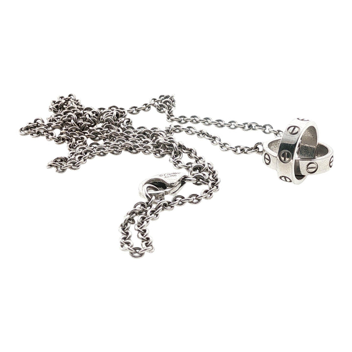 Cartier LOVE Interlocking Pendant Necklace 18 Karat White Gold With Papers