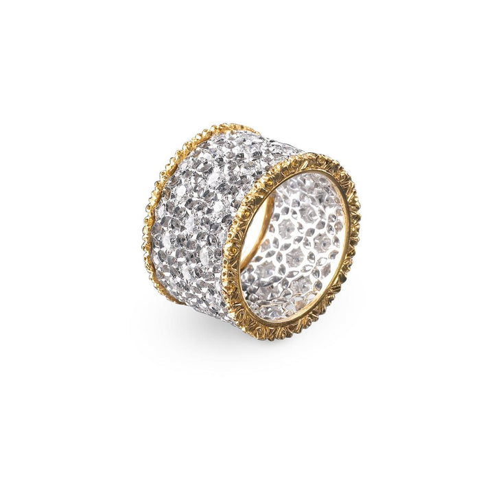 Buccellati Scacchi Eternelle Diamond Wide Band Ring Size 6.5 18 Karat Gold New