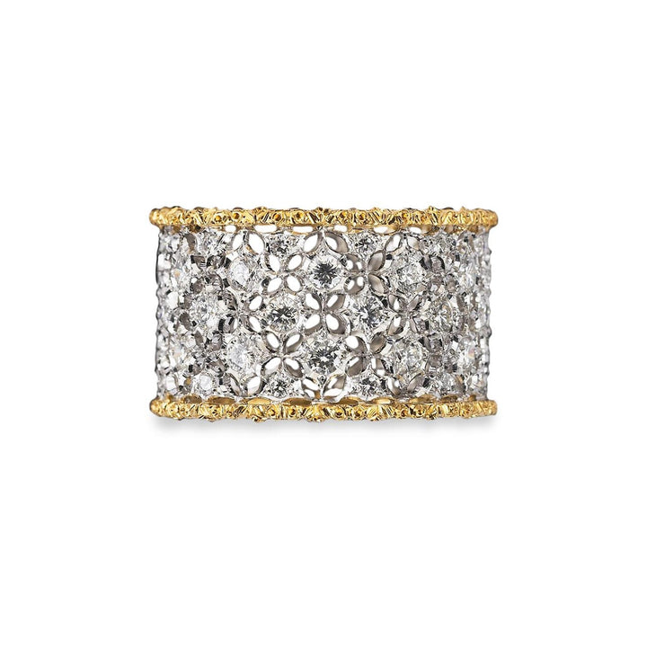 Buccellati Scacchi Eternelle Diamond Wide Band Ring Size 6.5 18 Karat Gold New