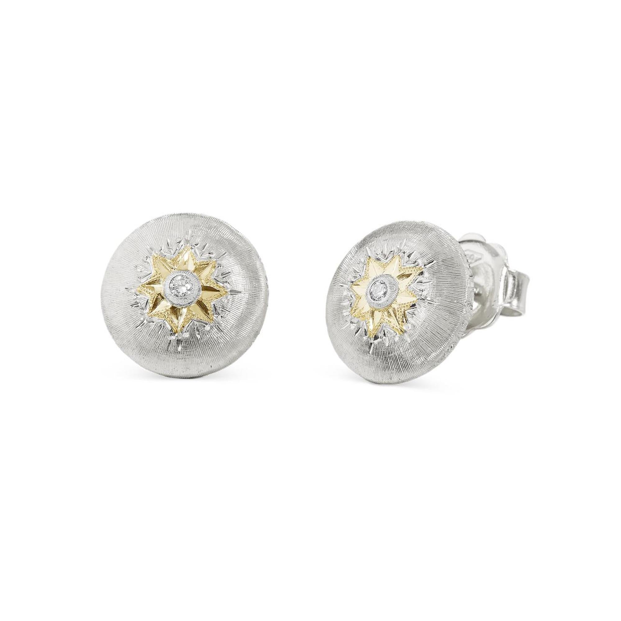 Buccelatti Macri Classica Earring in Yellow & White Gold with Diamonds