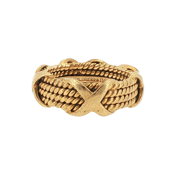 Tiffany & Co. Jean Schlumberger 4 Row 18KYG X Band Ring Vintage Size 6