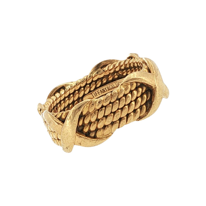 Tiffany & Co. Jean Schlumberger 4 Row 18KYG X Band Ring Vintage Size 6