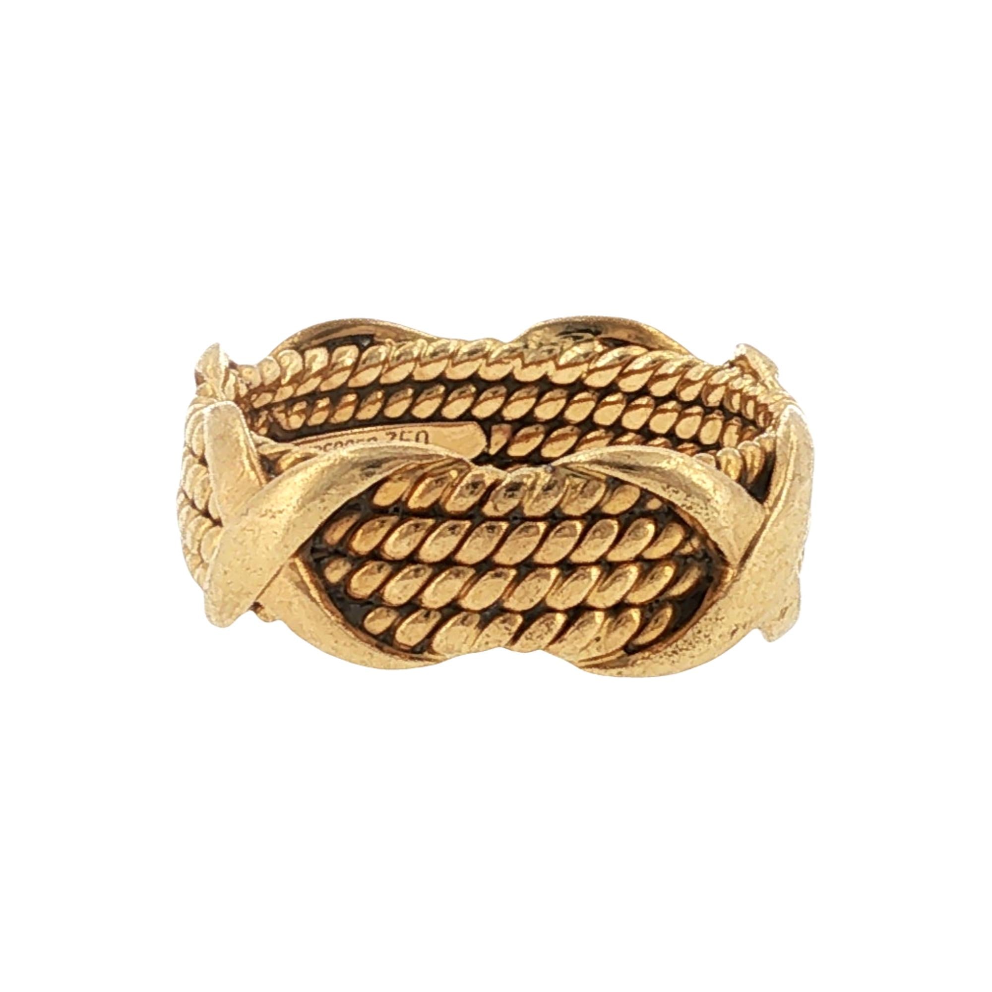 Tiffany & Co. Jean Schlumberger 4 Row 18KYG X Band Ring Vintage Size 6