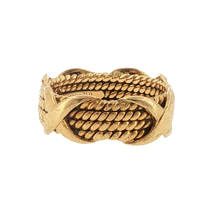 Tiffany & Co. Jean Schlumberger 4 Row 18KYG X Band Ring Vintage Size 6