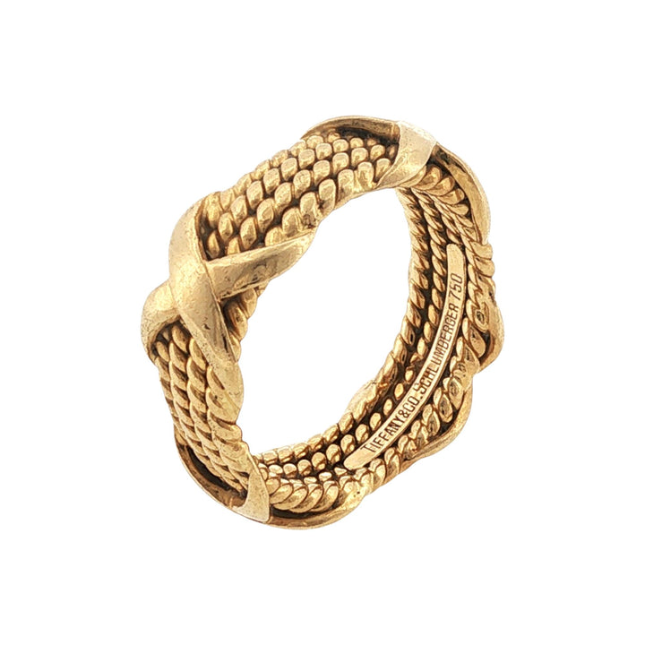 Tiffany & Co. Jean Schlumberger 4 Row 18KYG X Band Ring Vintage Size 6