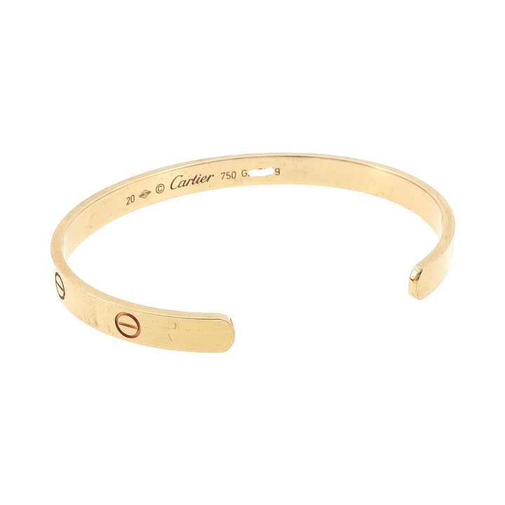 Cartier LOVE Cuff Bracelet 18 Karat Yellow Gold Size 20