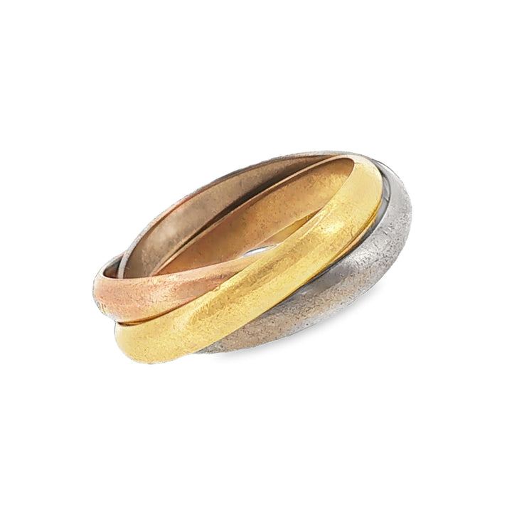 Cartier 18K Tri-Color Gold Trinity Rolling Ring Size 59 Box & Papers