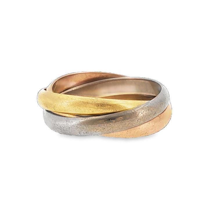 Cartier 18K Tri-Color Gold Trinity Rolling Ring Size 59 Box & Papers