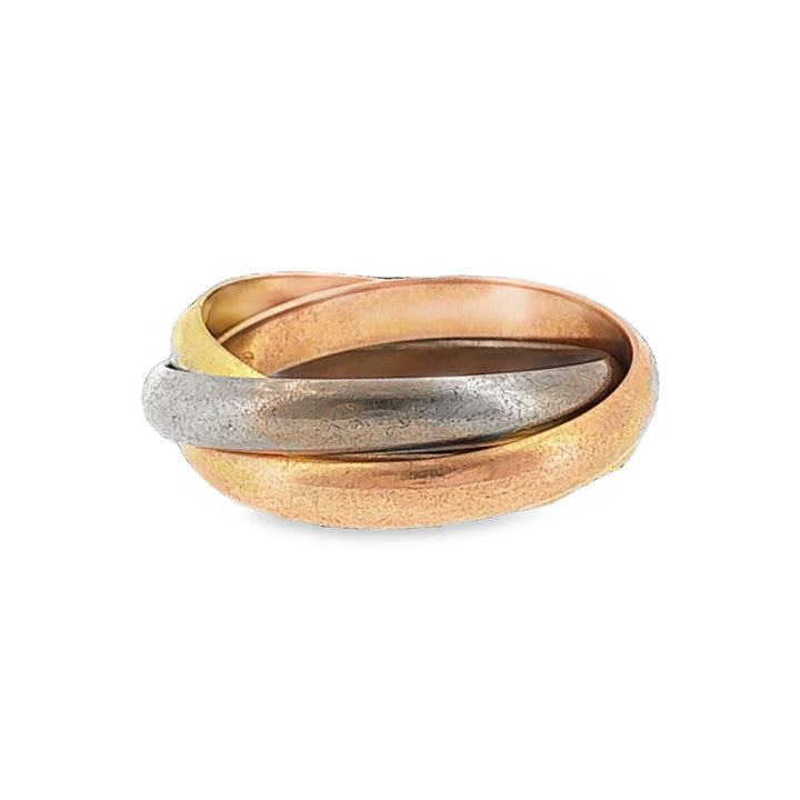 Cartier 18K Tri-Color Gold Trinity Rolling Ring Size 59 Box & Papers