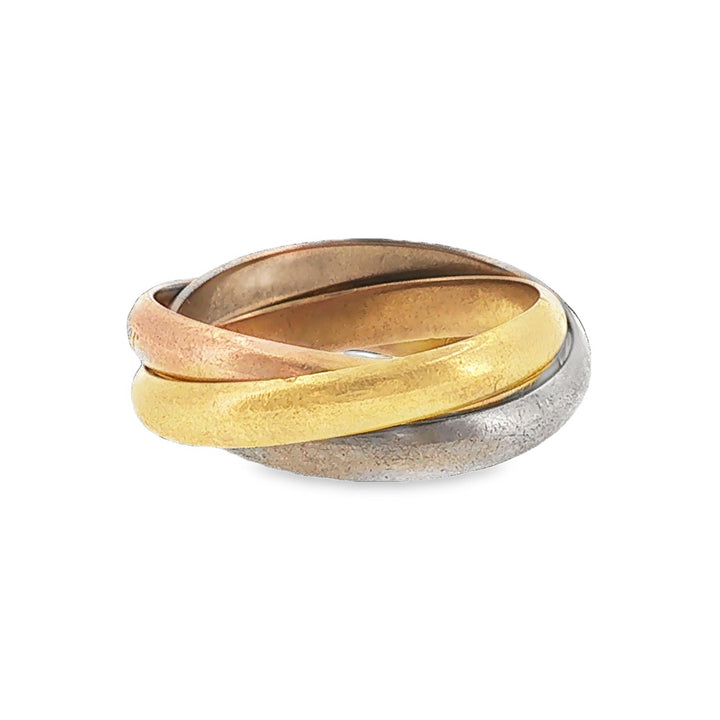 Cartier 18K Tri-Color Gold Trinity Rolling Ring Size 59 Box & Papers