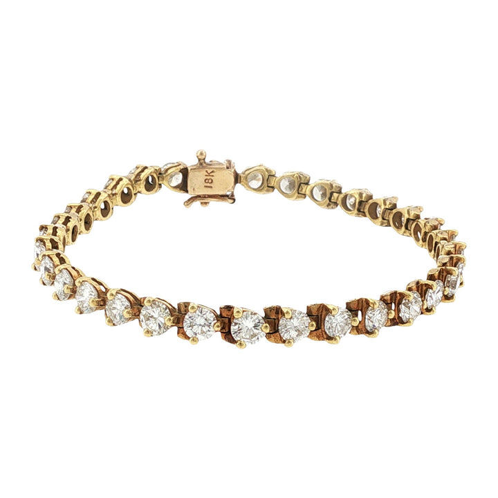6.40 CTW Round Brilliant-Cut Diamond 18 Karat Yellow Gold Tennis Bracelet