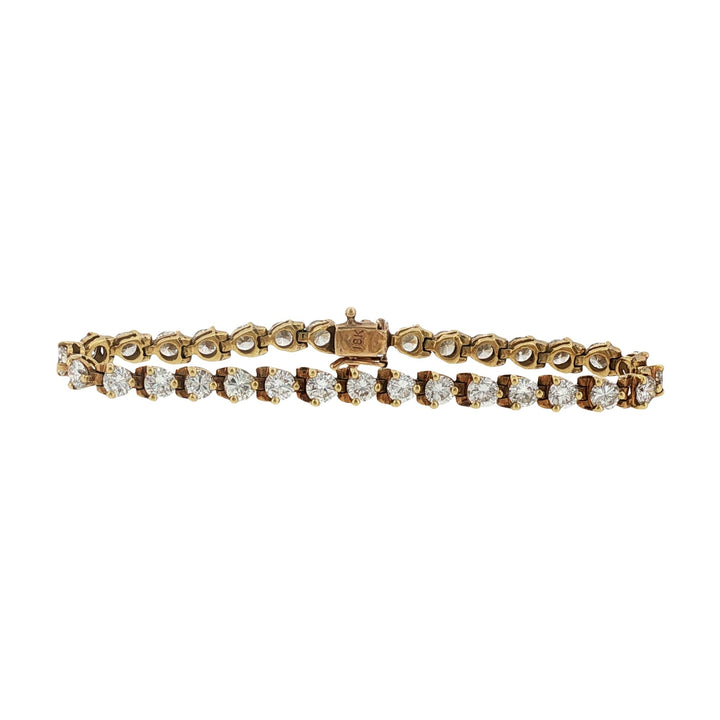 6.40 CTW Round Brilliant-Cut Diamond 18 Karat Yellow Gold Tennis Bracelet