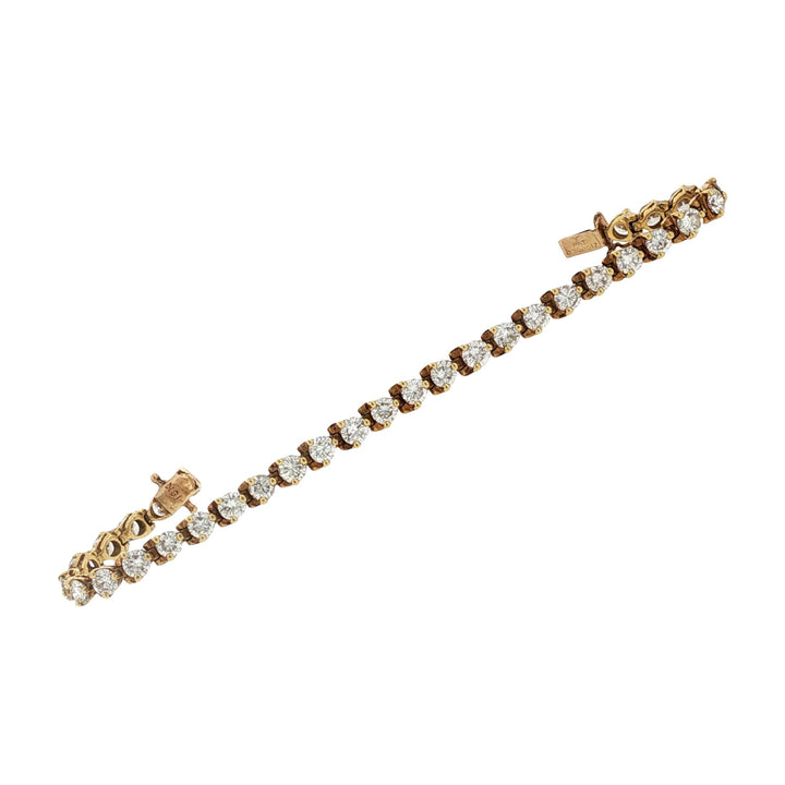 6.40 CTW Round Brilliant-Cut Diamond 18 Karat Yellow Gold Tennis Bracelet