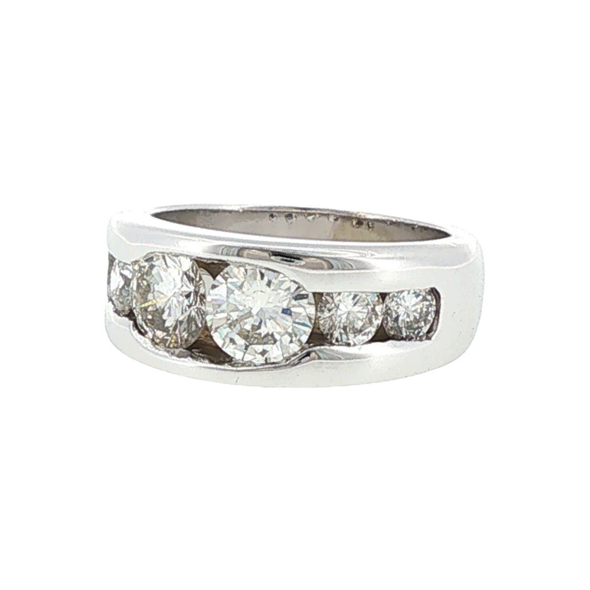 14 Karat White Gold Channel Set Diamond Wedding Anniversary Band Ring