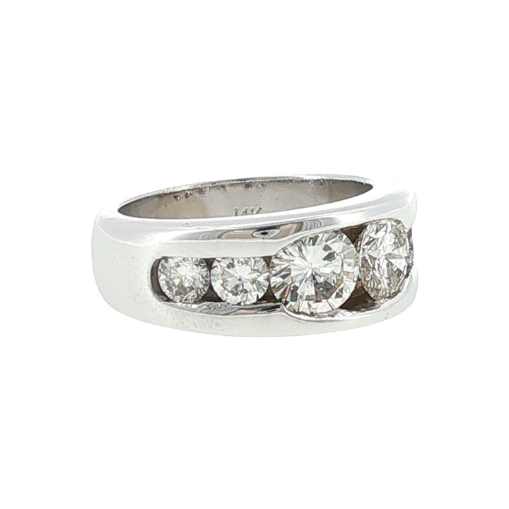 14 Karat White Gold Channel Set Diamond Wedding Anniversary Band Ring