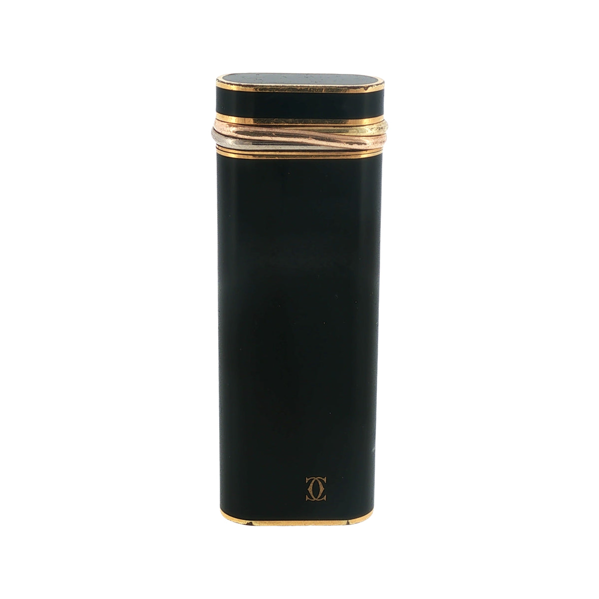 Cartier Les Must Trinity Lighter Black Lacquer Box & Papers Vintage