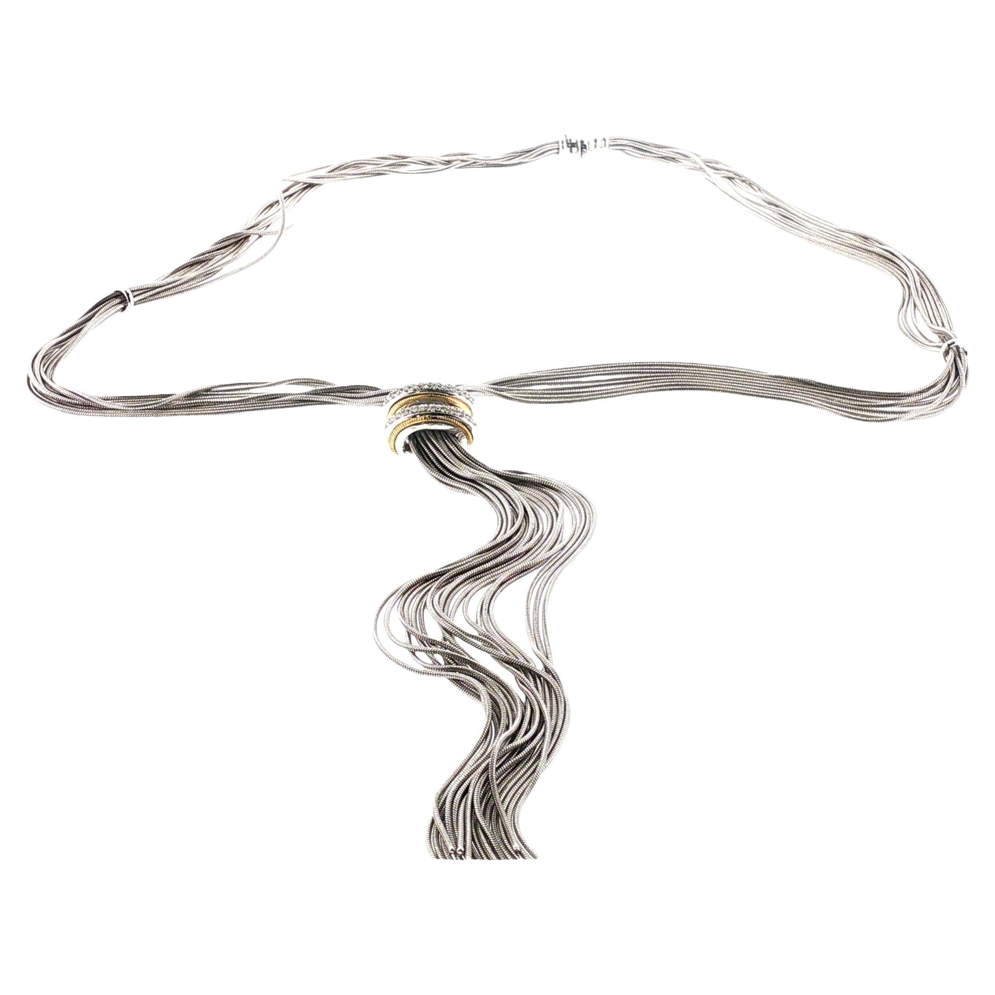 Harpo's Of Italy Diamond 18 Karat Gold Tassel Multi-Strand 22 Inch Necklace