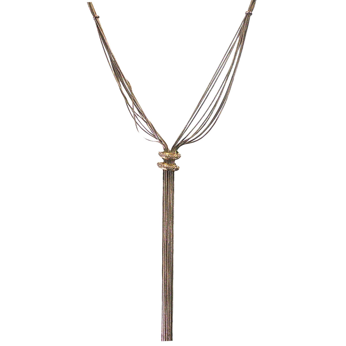 Harpo's Of Italy Diamond 18 Karat Gold Tassel Multi-Strand 22 Inch Necklace