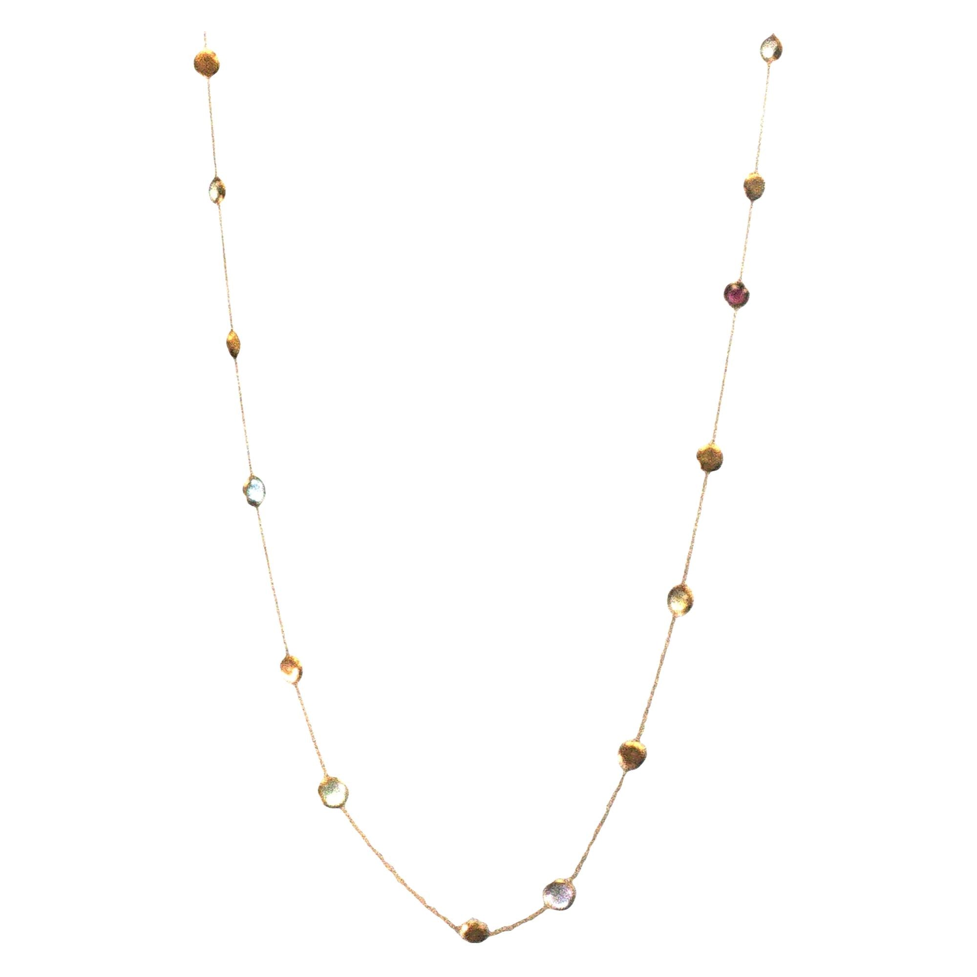 Marco Bicego Jaipur Graduated Color Gemstone 18K Yellow Gold Necklace 36 Inches