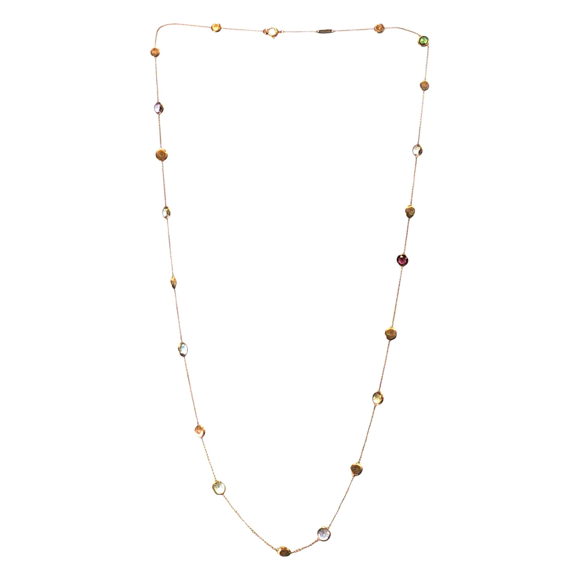 Marco Bicego Jaipur Graduated Color Gemstone 18K Yellow Gold Necklace 36 Inches