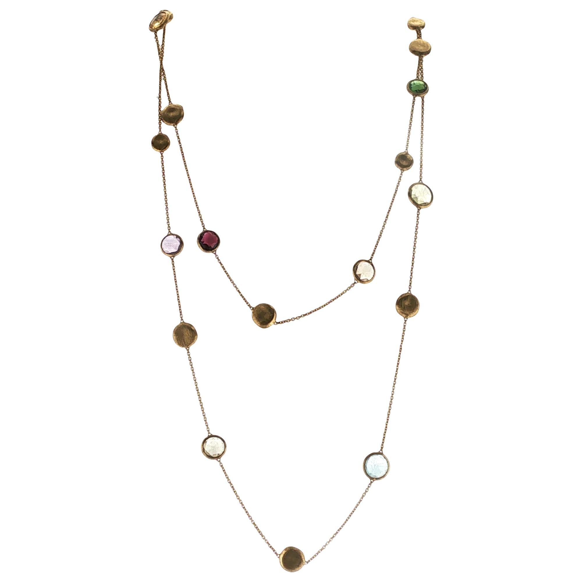 Marco Bicego Jaipur Graduated Color Gemstone 18K Yellow Gold Necklace 36 Inches