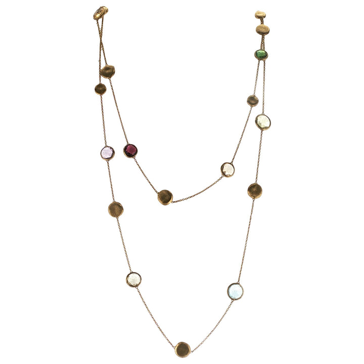 Marco Bicego Jaipur Graduated Color Gemstone 18K Yellow Gold Necklace 36 Inches