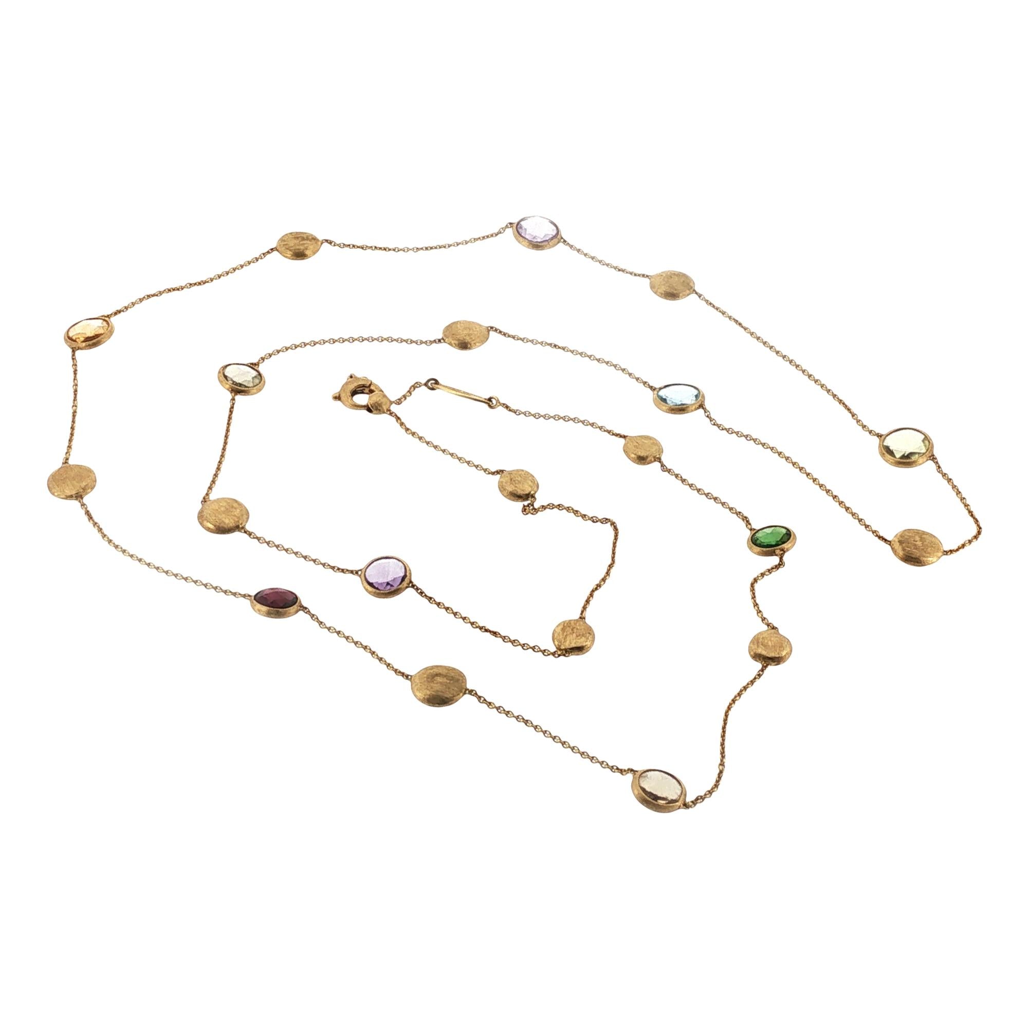 Marco Bicego Jaipur Graduated Color Gemstone 18K Yellow Gold Necklace 36 Inches
