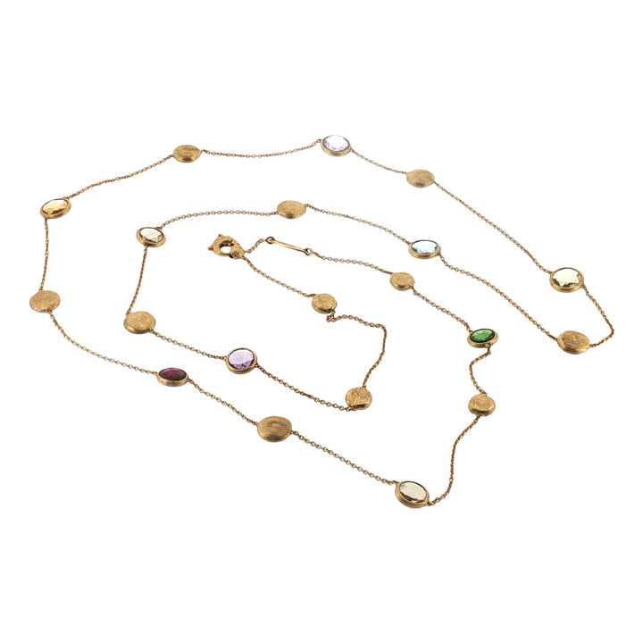 Marco Bicego Jaipur Graduated Color Gemstone 18K Yellow Gold Necklace 36 Inches