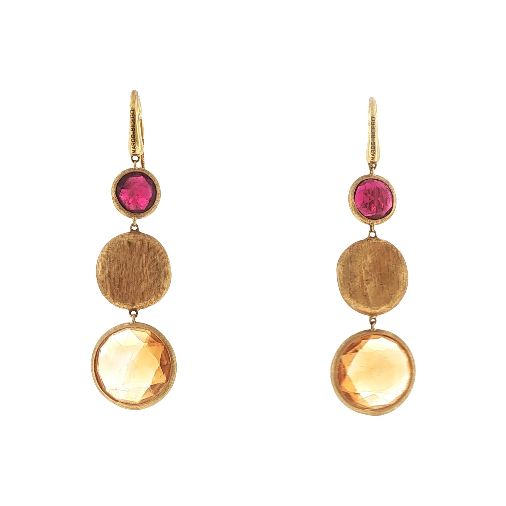 Marco Bicego Jaipur Color Gemstone 18 Karat Yellow Gold Dangle Drop Earrings
