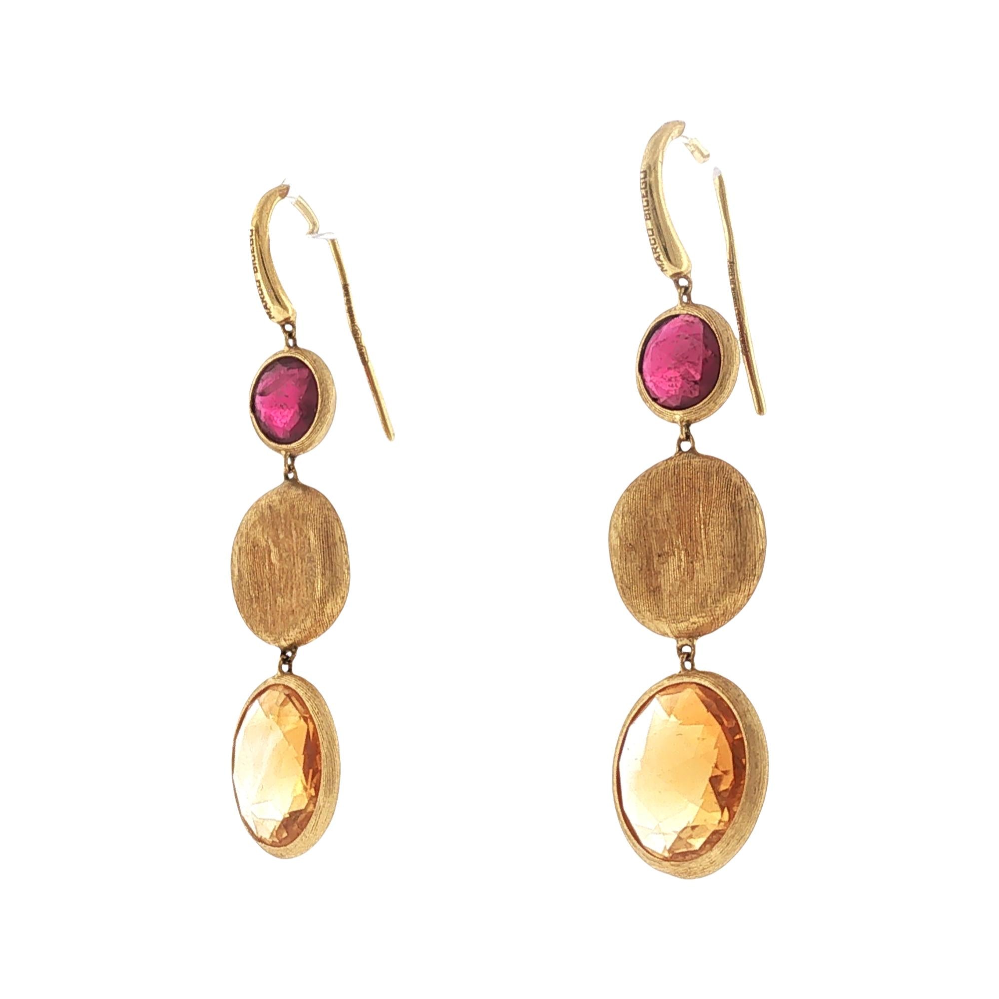 Marco Bicego Jaipur Color Gemstone 18 Karat Yellow Gold Dangle Drop Earrings